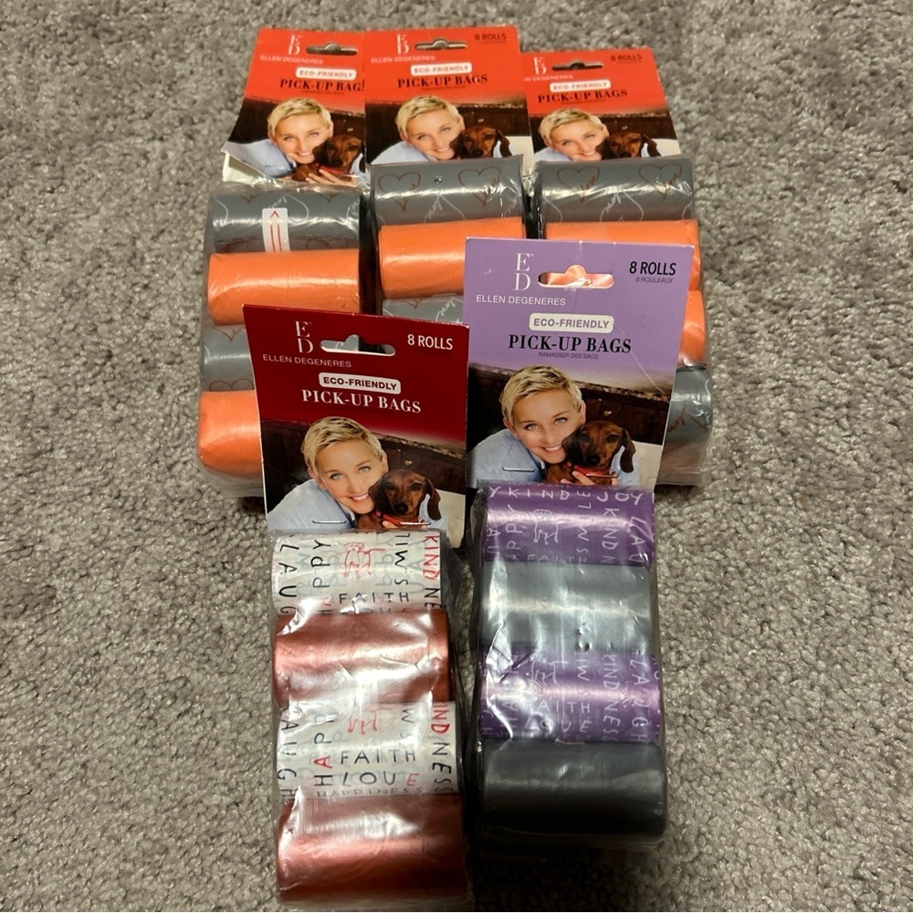 Ellen Degeneres Lot Of 5, 8 Rolls Eco Friendly Dog Pickup Bags